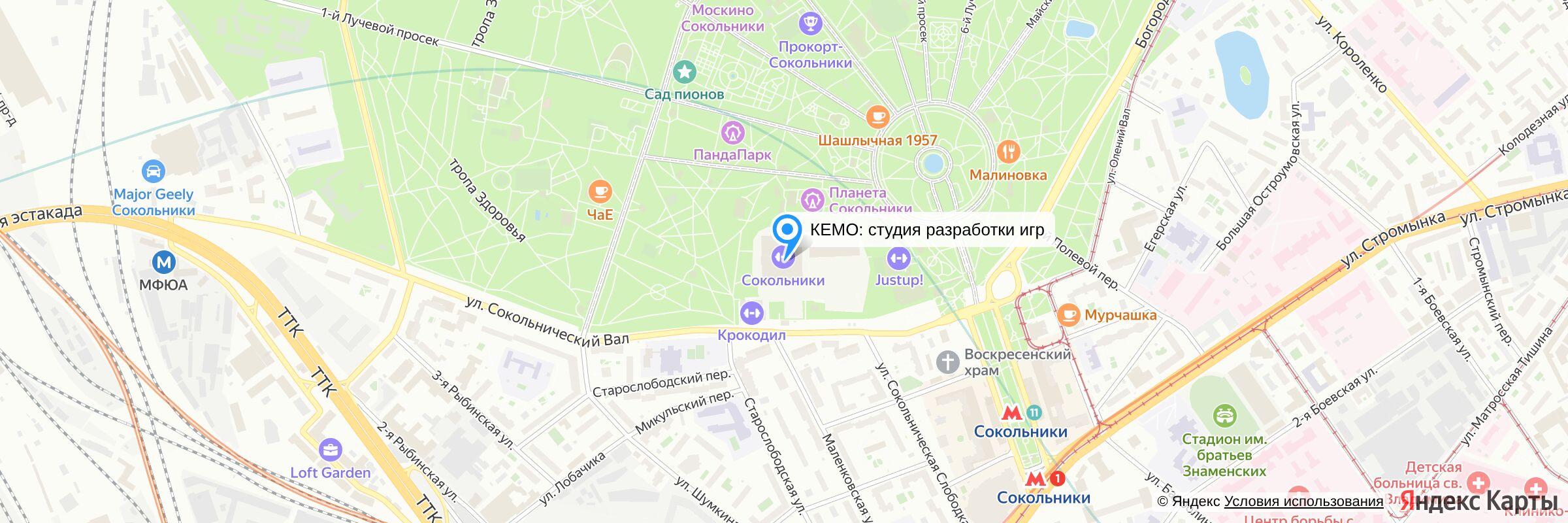 КЕМО на карте: Москва, Сокольнический вал, 1Б